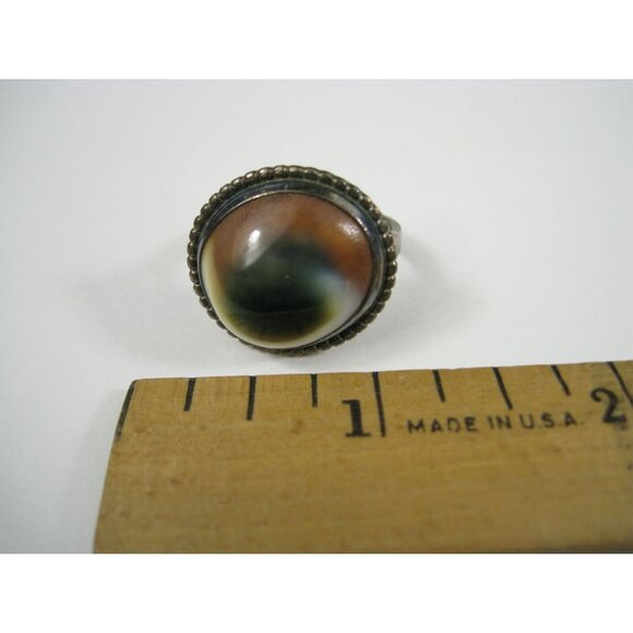 Operculum Shell Eye Sterling Silver 925 Ring Vintage Statement Size 9.5 - Picture 6 of 10